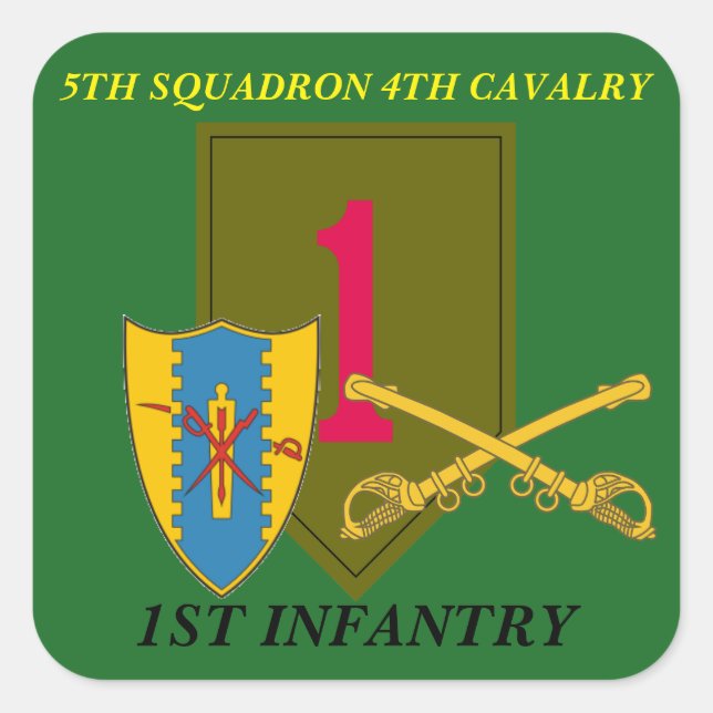5. SQUADRON 4. CAVALRY 1. INFANTRESTICKER QUADRATISCHER AUFKLEBER (Vorderseite)
