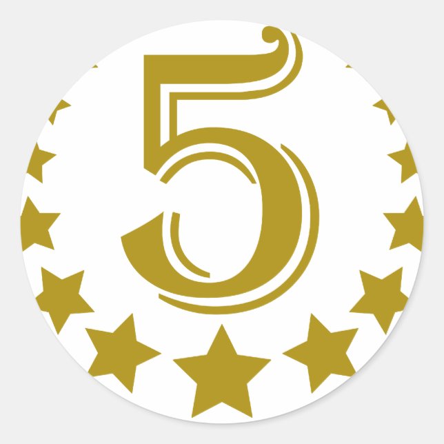 5 stars-Birthday.png Runder Aufkleber (Vorderseite)