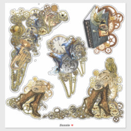 5 Steampunk-Skulptur Aufkleber