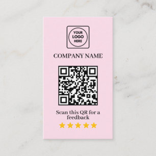 5-Sterne-Bewertungs-QR-Rosa-Businesskarte Visitenkarte