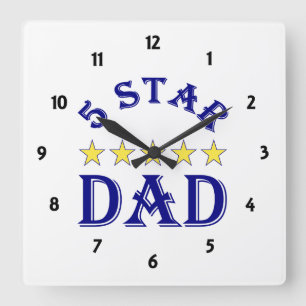 5 Sterne Papa Quadratische Wanduhr
