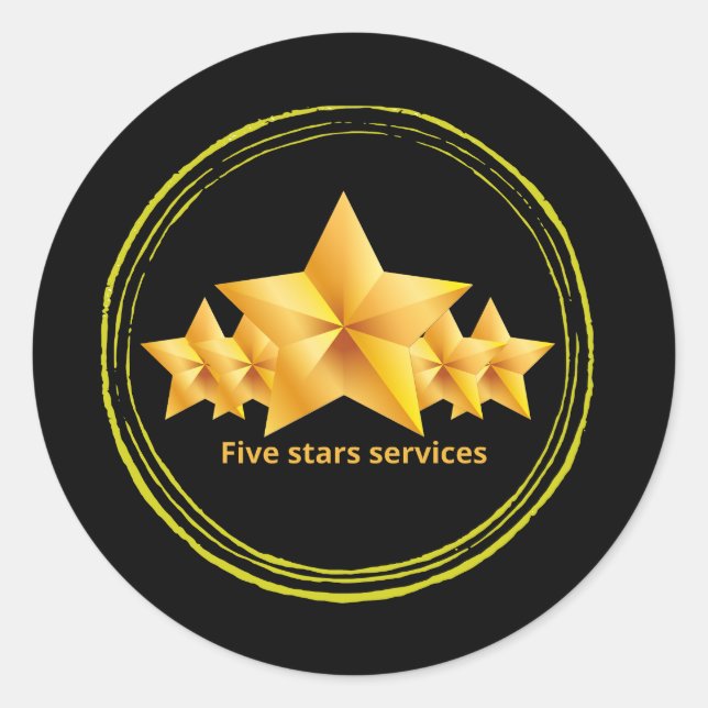5-Sterne-Service, das Beste für kleine Unternehmen Runder Aufkleber (Vorderseite)