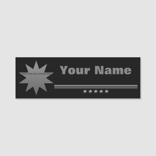 5 Sterne Silver Text Schwarzer Beruflicher Name Ta Namensschild (Vorderseite)