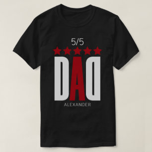 5 Sterne Vater Red White Typografy Name Personalis T-Shirt