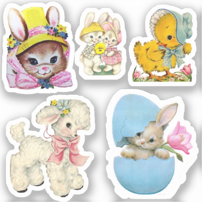 5 Stickers Pâques Vintages (Recto)