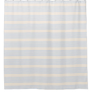 5 Streifen in hellblau und beige Duschvorhang