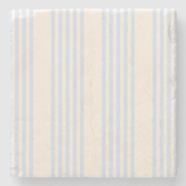 5 Streifen in hellblau und beige Steinuntersetzer (Vorderseite)