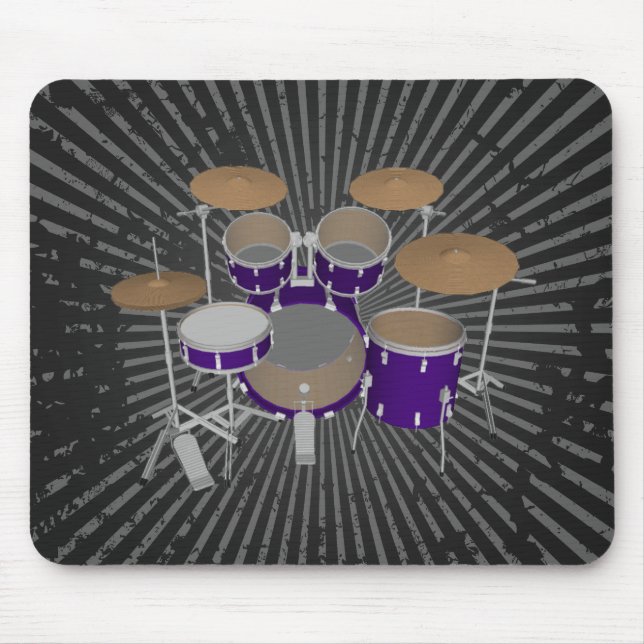 5 Stück Drum Kit - Violet Finish - Schwarze Mousep Mousepad (Vorne)