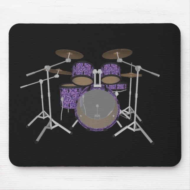 5 Stück Drum Set - Custom Violet Drums - Mousepad (Vorne)