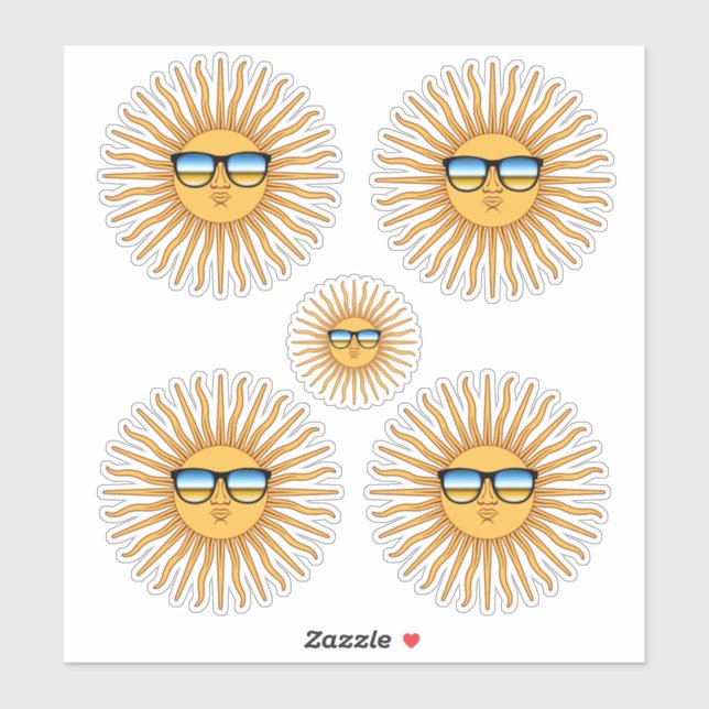 5 Sun in Shades Decals Aufkleber (Blatt)