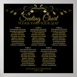5 Tabelle Elegantes Gold & Black Wedding Seating C Poster