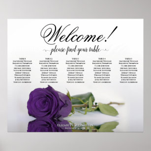 5 Tabelle Royal Lila Rose Hochzeitskarte Poster