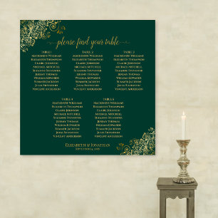 5 Tableau Emerald Green & Gold Mariage Carte de si