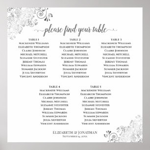 5 Tafelschränke für einfache Hochzeitssitze Silber Poster