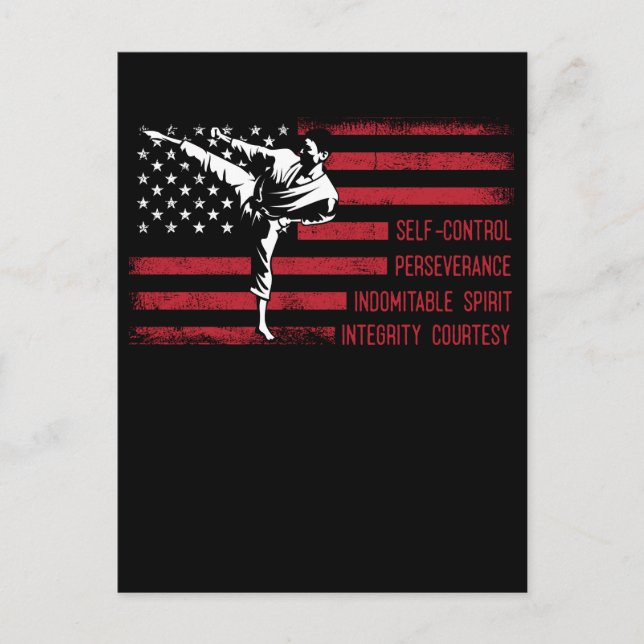 5 Tenets American Taekwondo Fighting Postkarte (Vorderseite)