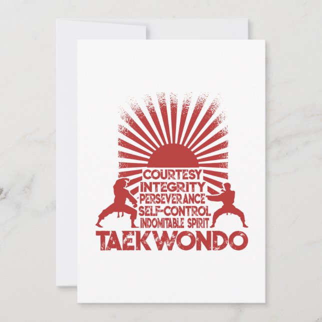 5 Tenets von Taekwondo Dankeskarte (Vorderseite)