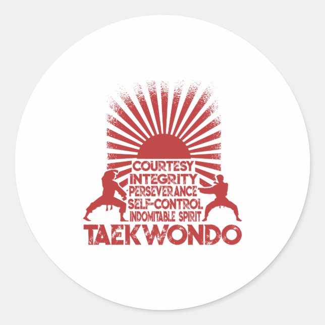 5 Tenets von Taekwondo Runder Aufkleber (Vorderseite)