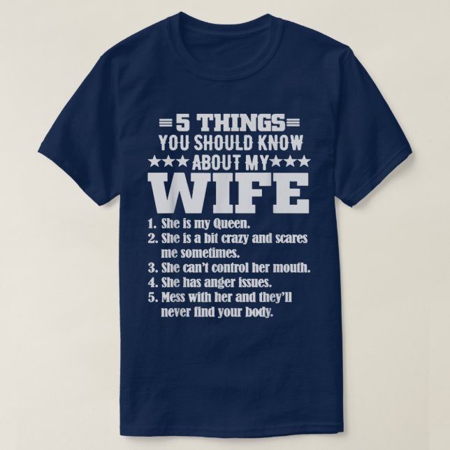 5 Things You Should Know About My Wife Men Husband T-Shirt (Design vorne)