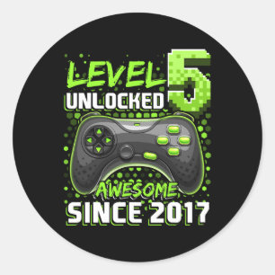 5 Unlocks Phantastisch 2017 Videospiel 5. Geburtst Runder Aufkleber