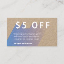 5 USD Rabatt für die Visitenkarte