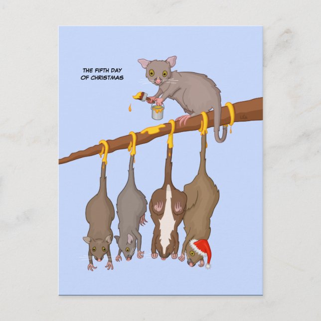 5. Weihnachtsfeiertag (5 Goldene Ringe) Postkarte (Vorderseite)