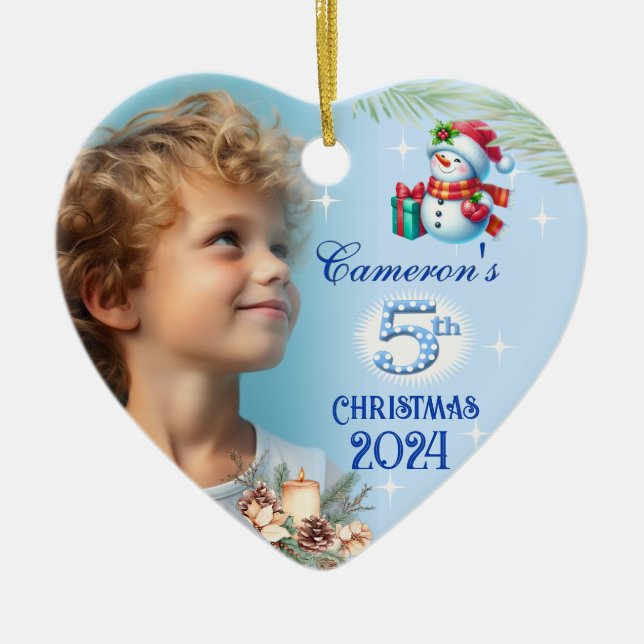 5. Weihnachtsgeschenk für Personalisierte Jungen F Keramik Ornament (Vorne)