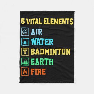 5 wichtige Elemente Luft Wasser Badminton Erde Feu Fleecedecke