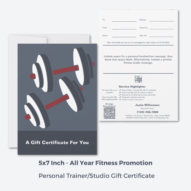 5"x7" Minimaler Wellness-Geschenkgutschein für Unt (5"x7" Minimal Corporate Wellness Gift Certificate, Personal Trainer Marketing Tool)