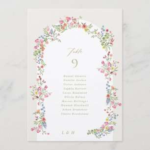 5 x 7 Blumenbogen Gastnamen Hochzeit Tischnummer