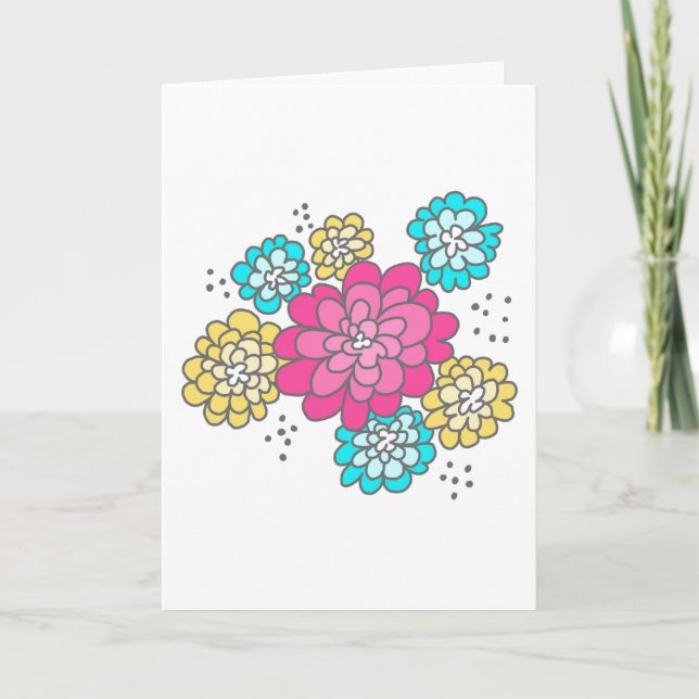 5 x 7 Carte de voeux...Fleurs de doodle (Devant)