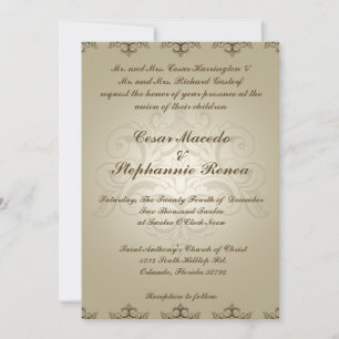 5 x 7 Einladung zur Hochzeit Tanish Brown Damask