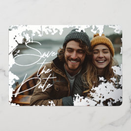 5" x 7" Rustikale, echte Silberfolie Save the Date Folien Feiertagskarte