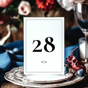 5 x 7 Schwarzer Rahmen Weiße Hochzeitstisch-Nummer Einladung