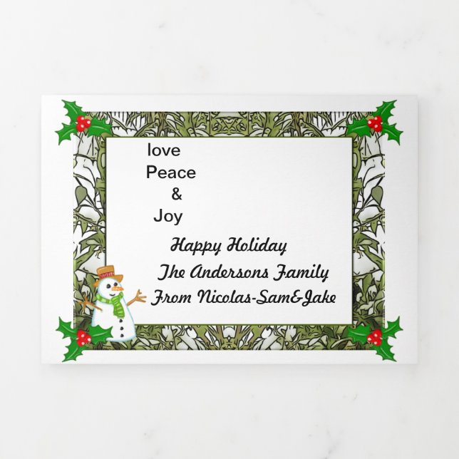 5" x 7" Triple Lettre Plier Carte de Fêtes Noël (Page de couverture)