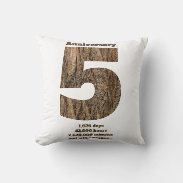 5 Year Anniversary - Wood Anniversary Milestone Kissen (Vorderseite)