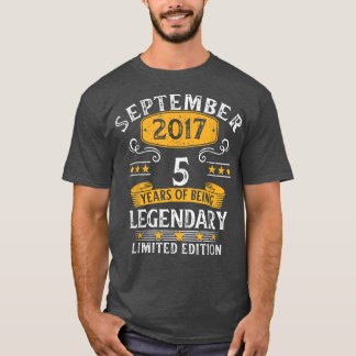 5 Years Old Legend Since September 2017 5th Birthd T-Shirt