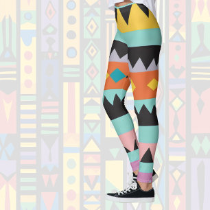 5b farbige Streifen und Dreiecke Leggings