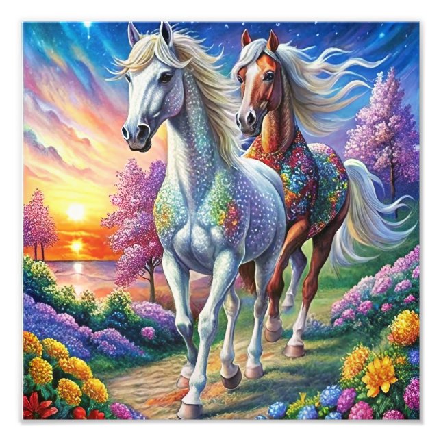 5D Diamond Painting Kit Pferdedesign Wandkunst Fotodruck (Vorne)