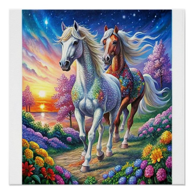 5D Diamond Painting Kit Pferdedesign Wandkunst Poster (Vorderseite)