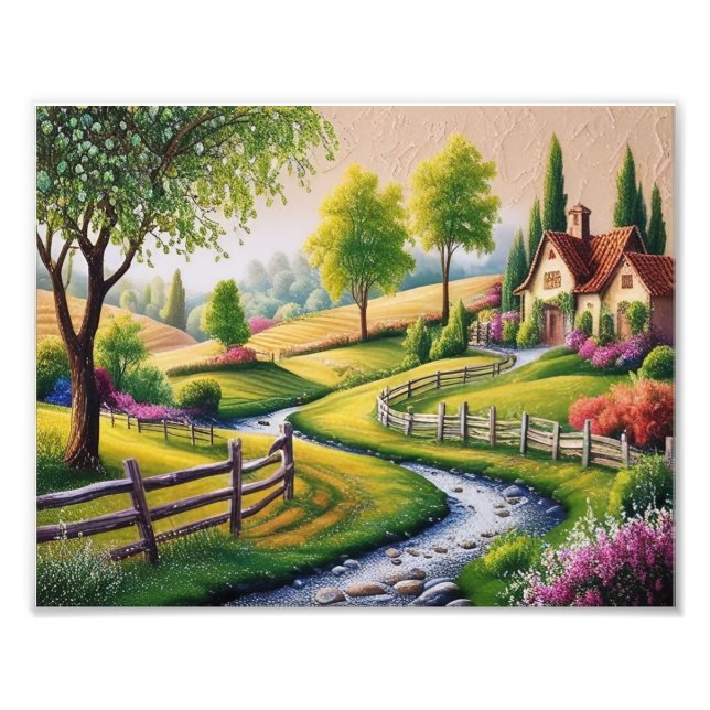 5D DIY Diamant Painting Kit - Landschaft Villa Fotodruck (Vorne)