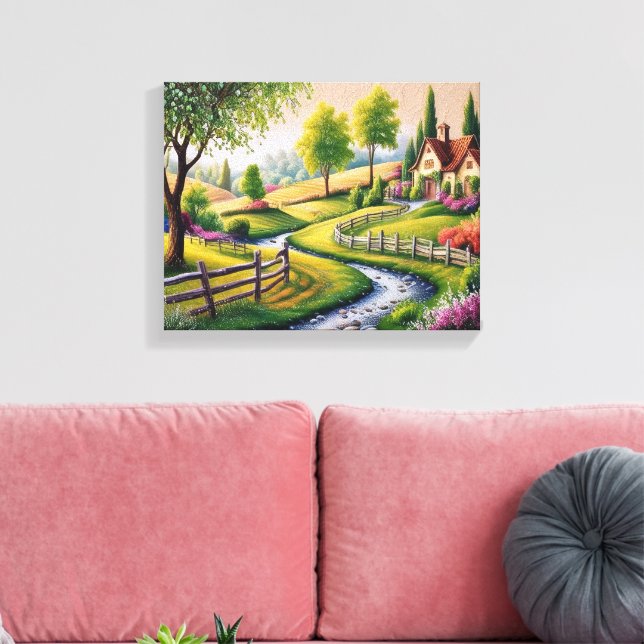 5D DIY Diamant Painting Kit - Landschaft Villa Leinwanddruck (Insitu (Wohnzimmer))