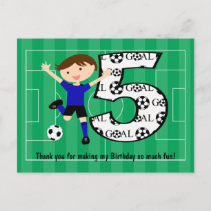 5e anniversaire Bleu et noir Soccer But Carte post