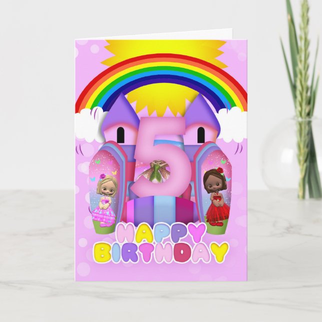 5e Anniversaire Bouncy Castle Carte de voeux pour  (Devant)