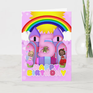 5e Anniversaire Bouncy Castle Carte de voeux pour 