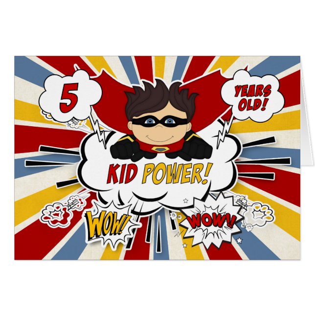 5e anniversaire de Boys Super Kid Red Comic Book (Devant horizontal)