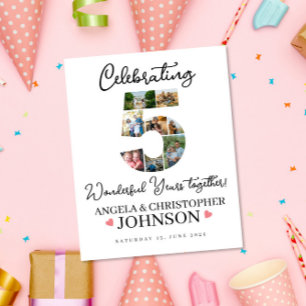 5e anniversaire du Mariage Photo Collage Affiche d