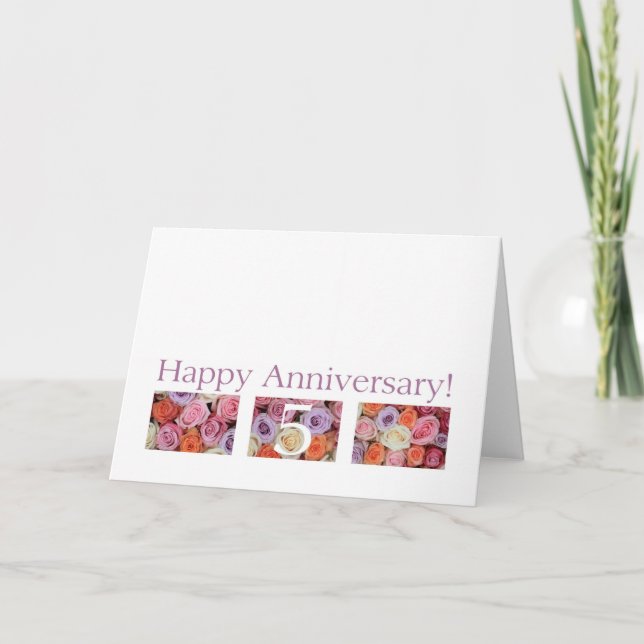 5e anniversaire Mariage Carte pastel roses (Devant)