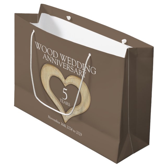 5e anniversaire mariage de bois sac cadeau photo (Devant Angle)