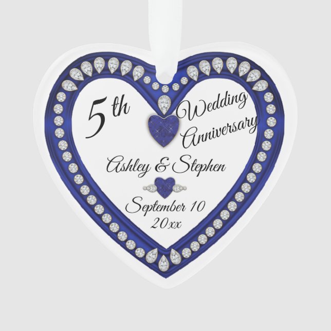 5e anniversaire Mariage Sapphire Diamond Keepsaké (devant)