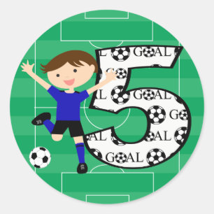 5e anniversaire Stickers de but de soccer bleu et